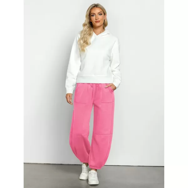 GRAPENT Fleece Lined Sweatpants Women Baggy Pull On High Waisted Joggers Athleisure Warm Trouser Sweat Pants with PocketPink