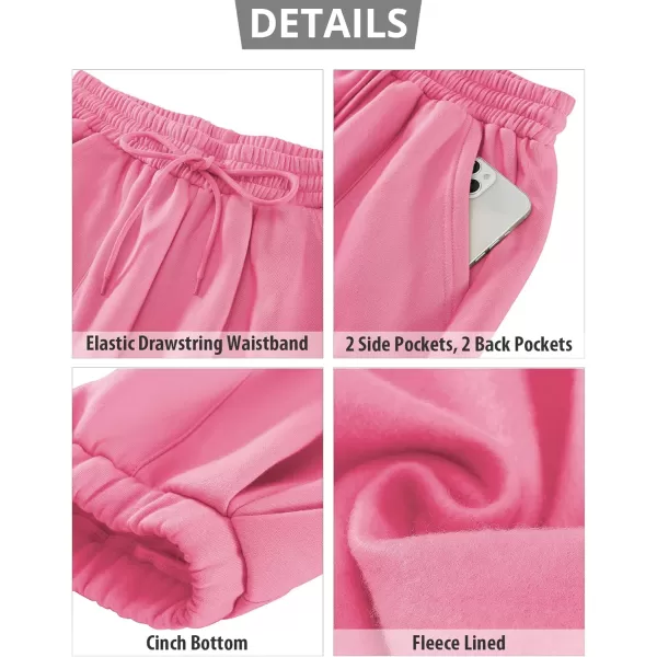 GRAPENT Fleece Lined Sweatpants Women Baggy Pull On High Waisted Joggers Athleisure Warm Trouser Sweat Pants with PocketPink