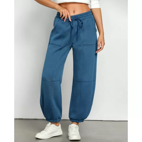 GRAPENT Fleece Lined Sweatpants Women Baggy Pull On High Waisted Joggers Athleisure Warm Trouser Sweat Pants with PocketSapphire
