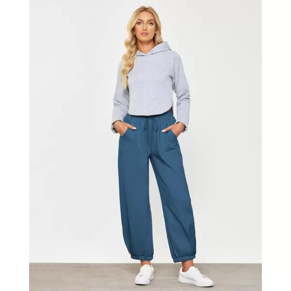GRAPENT Fleece Lined Sweatpants Women Baggy Pull On High Waisted Joggers Athleisure Warm Trouser Sweat Pants with PocketSapphire