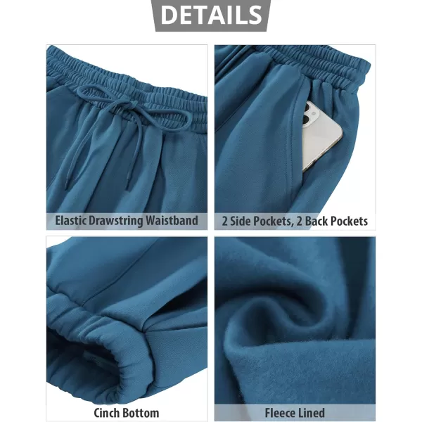 GRAPENT Fleece Lined Sweatpants Women Baggy Pull On High Waisted Joggers Athleisure Warm Trouser Sweat Pants with PocketSapphire