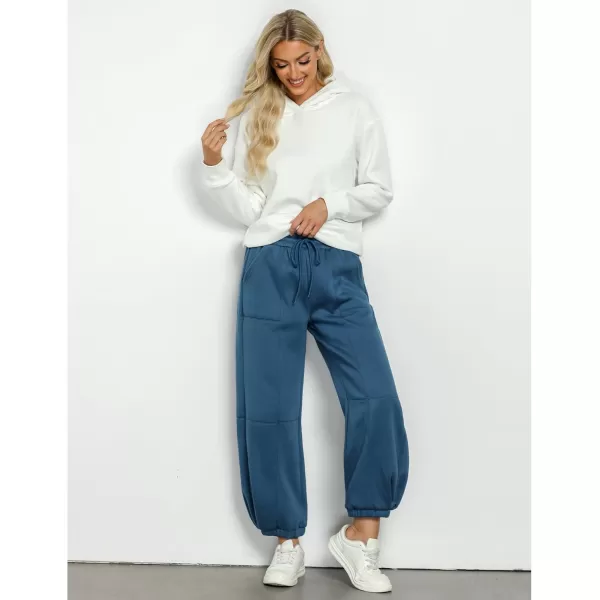 GRAPENT Fleece Lined Sweatpants Women Baggy Pull On High Waisted Joggers Athleisure Warm Trouser Sweat Pants with PocketSapphire