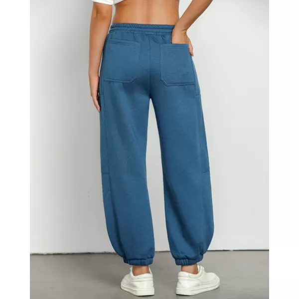 GRAPENT Fleece Lined Sweatpants Women Baggy Pull On High Waisted Joggers Athleisure Warm Trouser Sweat Pants with PocketSapphire