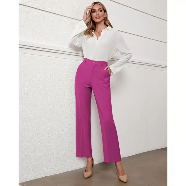 GRAPENT Pants for Women Work High Waisted Dress Pants Business Casual Relaxed Fit Straight Leg Elastic Waist TrousersVery Berry