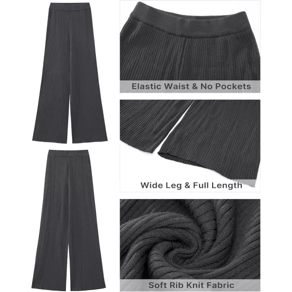 GRAPENT Sweater Wide Leg Pants Woman High Waisted Pull On Lounge Elastic Waist Fall Winter Casual Knit Trousers PantsDark Gray