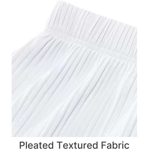GRAPENT Wide Leg Pants Woman High Waisted Flowy Pull On Pleated Dressy Casual Ankle Cropped Palazzo Pants Baggy CulottesBright White