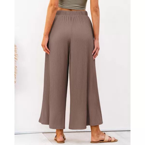 GRAPENT Wide Leg Pants Woman High Waisted Flowy Pull On Pleated Dressy Casual Ankle Cropped Palazzo Pants Baggy CulottesBrown