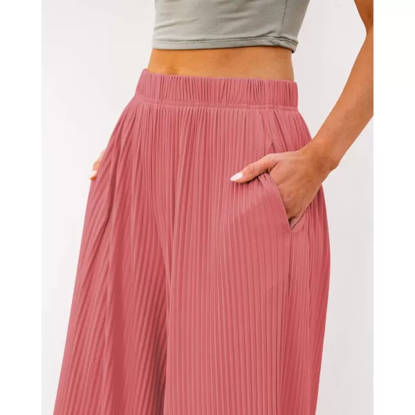 GRAPENT Wide Leg Pants Woman High Waisted Flowy Pull On Pleated Dressy Casual Ankle Cropped Palazzo Pants Baggy CulottesCranberry