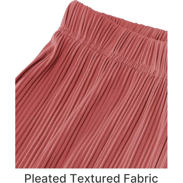GRAPENT Wide Leg Pants Woman High Waisted Flowy Pull On Pleated Dressy Casual Ankle Cropped Palazzo Pants Baggy CulottesCranberry
