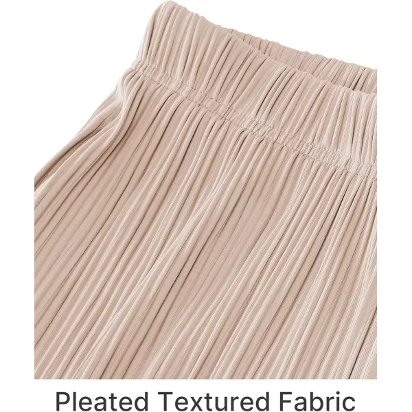 GRAPENT Wide Leg Pants Woman High Waisted Flowy Pull On Pleated Dressy Casual Ankle Cropped Palazzo Pants Baggy CulottesIvory Cream