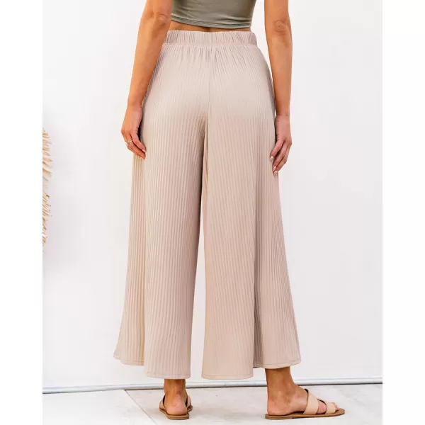 GRAPENT Wide Leg Pants Woman High Waisted Flowy Pull On Pleated Dressy Casual Ankle Cropped Palazzo Pants Baggy CulottesIvory Cream