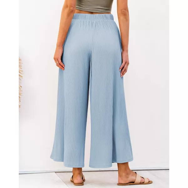 GRAPENT Wide Leg Pants Woman High Waisted Flowy Pull On Pleated Dressy Casual Ankle Cropped Palazzo Pants Baggy CulottesSky Blue