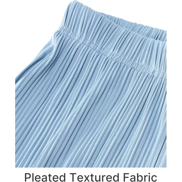 GRAPENT Wide Leg Pants Woman High Waisted Flowy Pull On Pleated Dressy Casual Ankle Cropped Palazzo Pants Baggy CulottesSky Blue