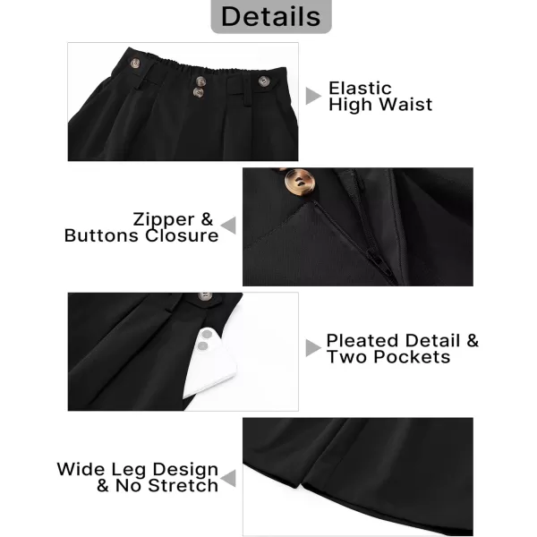 GRAPENT Wide Leg Pants Woman Trendy High Waisted Dress Pants Business Causal Pleated Elastic Waist Work Trousers PantsBlack