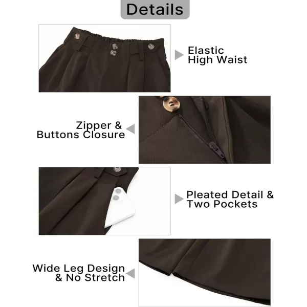 GRAPENT Wide Leg Pants Woman Trendy High Waisted Dress Pants Business Causal Pleated Elastic Waist Work Trousers PantsDark Brown