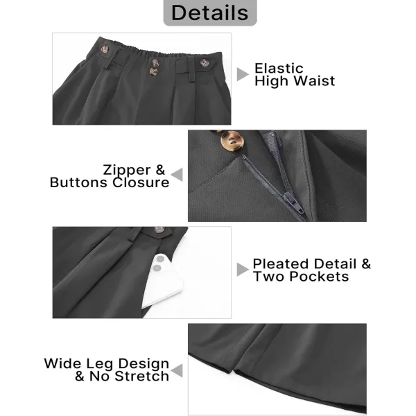 GRAPENT Wide Leg Pants Woman Trendy High Waisted Dress Pants Business Causal Pleated Elastic Waist Work Trousers PantsDark Gray