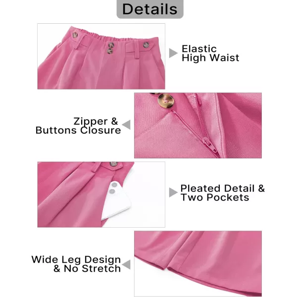 GRAPENT Wide Leg Pants Woman Trendy High Waisted Dress Pants Business Causal Pleated Elastic Waist Work Trousers PantsHot Pink