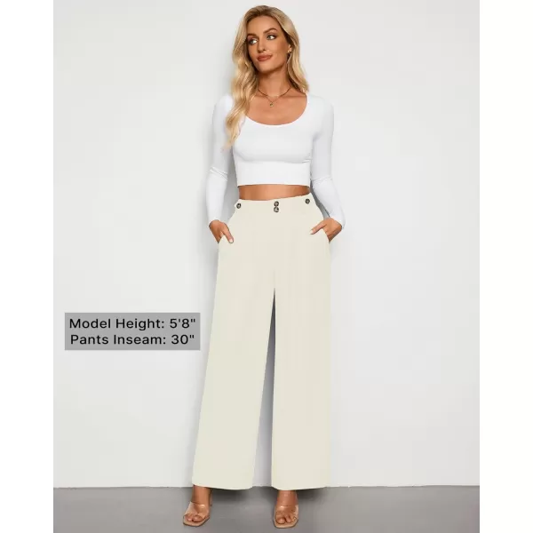 GRAPENT Wide Leg Pants Woman Trendy High Waisted Dress Pants Business Causal Pleated Elastic Waist Work Trousers PantsLight Beige
