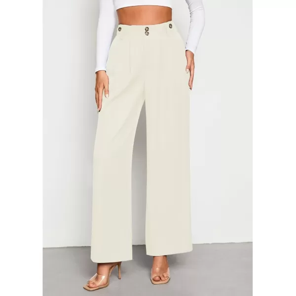 GRAPENT Wide Leg Pants Woman Trendy High Waisted Dress Pants Business Causal Pleated Elastic Waist Work Trousers PantsLight Beige