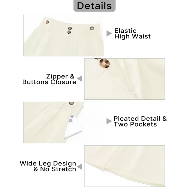 GRAPENT Wide Leg Pants Woman Trendy High Waisted Dress Pants Business Causal Pleated Elastic Waist Work Trousers PantsLight Beige