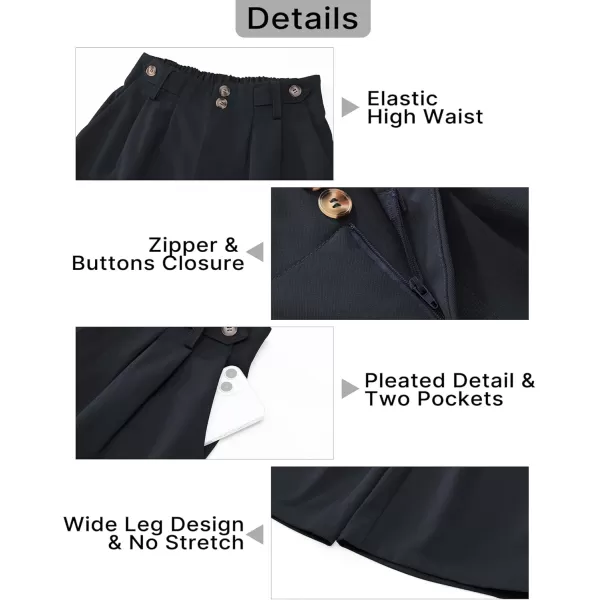GRAPENT Wide Leg Pants Woman Trendy High Waisted Dress Pants Business Causal Pleated Elastic Waist Work Trousers PantsNavy Blue