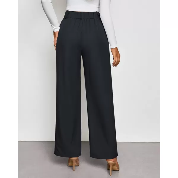 GRAPENT Wide Leg Pants Woman Trendy High Waisted Dress Pants Business Causal Pleated Elastic Waist Work Trousers PantsNavy Blue