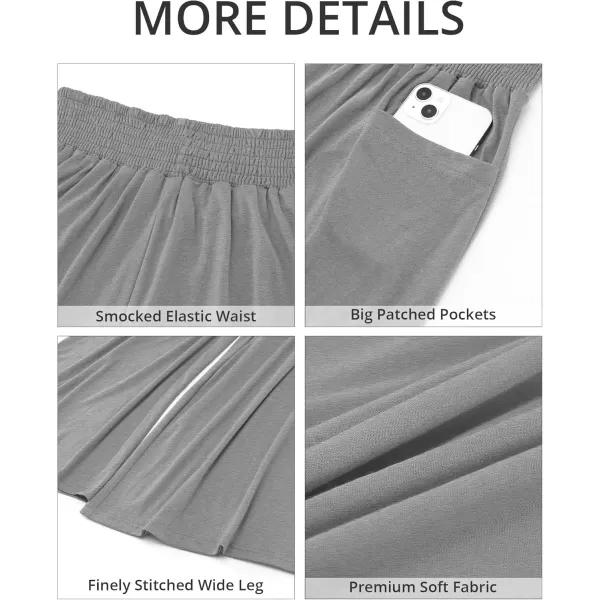 GRAPENT Wide Leg Pants for Women High Wasited Baggy Palazzo Pants Casual Pull On Bell Bottom Smocked Elastic Waist PantsHeather Gray