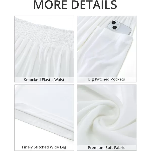 GRAPENT Wide Leg Pants for Women High Wasited Baggy Palazzo Pants Casual Pull On Bell Bottom Smocked Elastic Waist PantsOffwhite