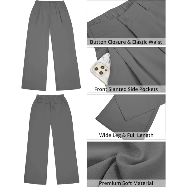 GRAPENT Wide Leg Pants for Women Work Business Casual High Waisted Dressy Pants Flowy Trousers OfficeTitanium Gray