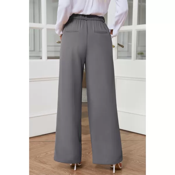 GRAPENT Wide Leg Pants for Women Work Business Casual High Waisted Dressy Pants Flowy Trousers OfficeTitanium Gray
