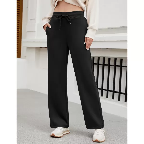 GRAPENT Wide Leg Sweatpants Women Baggy High Waisted Pull On Trendy Lounge Drawstring Athleisure Sweat Pants TrousersBlack