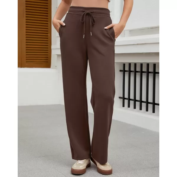 GRAPENT Wide Leg Sweatpants Women Baggy High Waisted Pull On Trendy Lounge Drawstring Athleisure Sweat Pants TrousersBrown