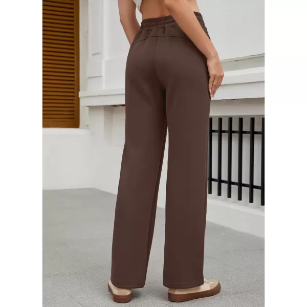 GRAPENT Wide Leg Sweatpants Women Baggy High Waisted Pull On Trendy Lounge Drawstring Athleisure Sweat Pants TrousersBrown