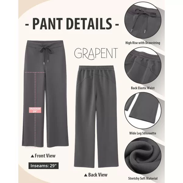 GRAPENT Wide Leg Sweatpants Women Baggy High Waisted Pull On Trendy Lounge Drawstring Athleisure Sweat Pants TrousersCharcoal