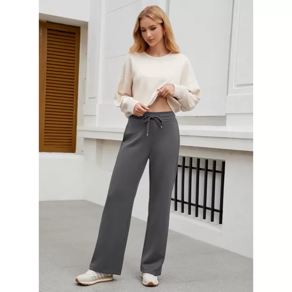 GRAPENT Wide Leg Sweatpants Women Baggy High Waisted Pull On Trendy Lounge Drawstring Athleisure Sweat Pants TrousersCharcoal
