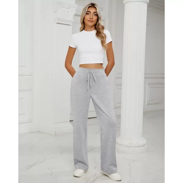 GRAPENT Wide Leg Sweatpants Women Baggy High Waisted Pull On Trendy Lounge Drawstring Athleisure Sweat Pants TrousersHeather Grey