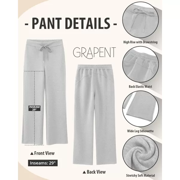 GRAPENT Wide Leg Sweatpants Women Baggy High Waisted Pull On Trendy Lounge Drawstring Athleisure Sweat Pants TrousersHeather Grey