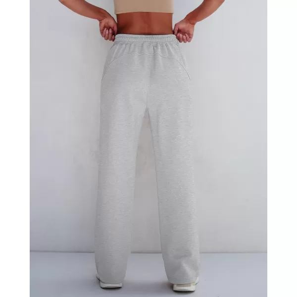 GRAPENT Wide Leg Sweatpants Women Baggy High Waisted Pull On Trendy Lounge Drawstring Athleisure Sweat Pants TrousersHeather Grey