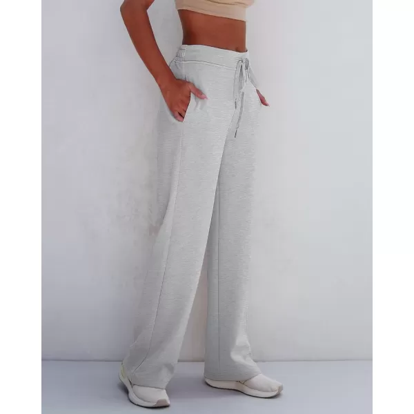 GRAPENT Wide Leg Sweatpants Women Baggy High Waisted Pull On Trendy Lounge Drawstring Athleisure Sweat Pants TrousersHeather Grey
