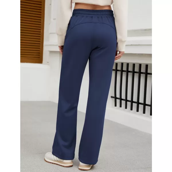GRAPENT Wide Leg Sweatpants Women Baggy High Waisted Pull On Trendy Lounge Drawstring Athleisure Sweat Pants TrousersNavy Blue
