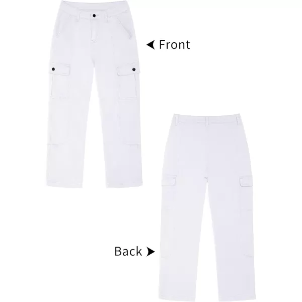 GRAPENT Womens Cargo Pants Casual High Waisted Baggy Stretch Straight Leg Trousers Western Outfit Y2K Pants with PocketsBrilliant White