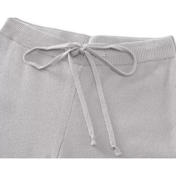 GRAPENT Womens Ribbed Knit Flowy Winter Pants Elastic Waist Tie Front Wide Leg Sweater PantsHeather Gray
