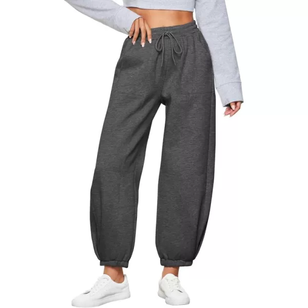 GRAPENT Fleece Lined Sweatpants Women Baggy Pull On High Waisted Joggers Athleisure Warm Trouser Sweat Pants with PocketBlack Gray Heather