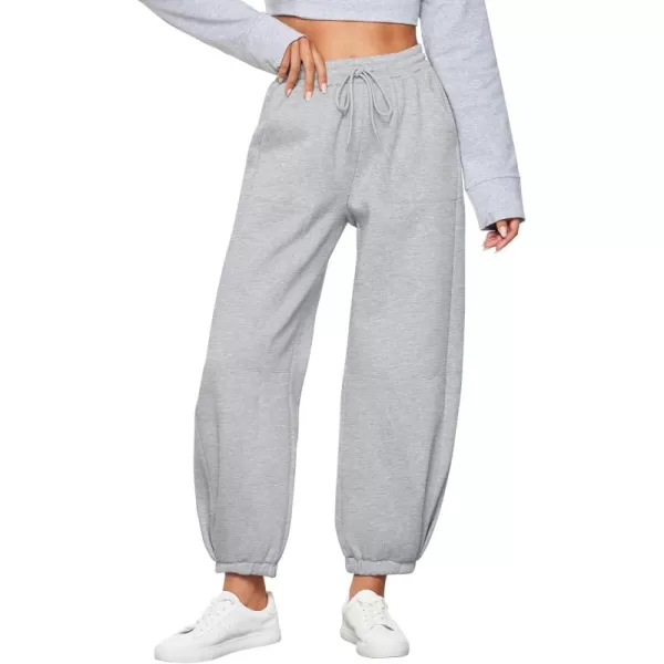 GRAPENT Fleece Lined Sweatpants Women Baggy Pull On High Waisted Joggers Athleisure Warm Trouser Sweat Pants with PocketHeather Gray