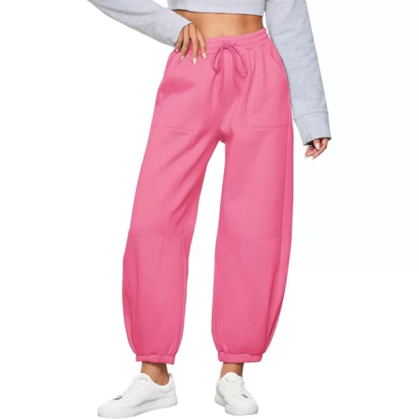 GRAPENT Fleece Lined Sweatpants Women Baggy Pull On High Waisted Joggers Athleisure Warm Trouser Sweat Pants with PocketPink
