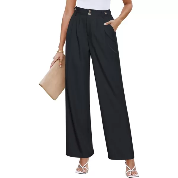 GRAPENT Wide Leg Pants Woman Trendy High Waisted Dress Pants Business Causal Pleated Elastic Waist Work Trousers PantsNavy Blue