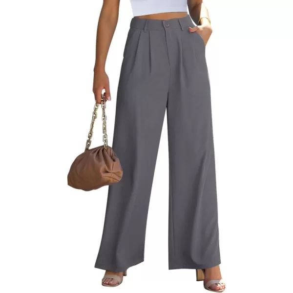GRAPENT Wide Leg Pants for Women Work Business Casual High Waisted Dressy Pants Flowy Trousers OfficeTitanium Gray