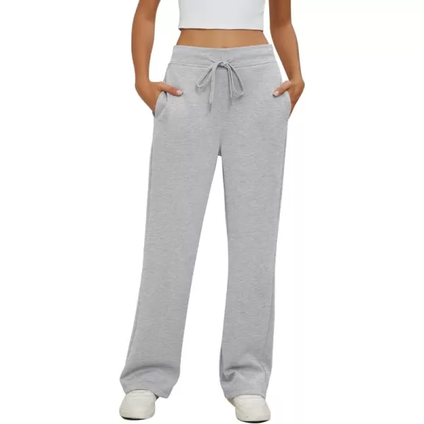 GRAPENT Wide Leg Sweatpants Women Baggy High Waisted Pull On Trendy Lounge Drawstring Athleisure Sweat Pants TrousersHeather Grey