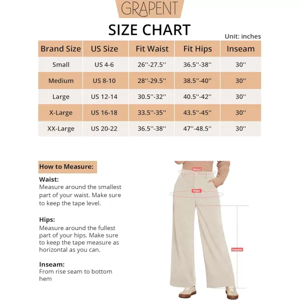 GRAPENT Corduroy Wide Leg Pants Woman High Waisted Fall Business Casual Elastic Waist Loose Trendy Trousers with PocketsBeige