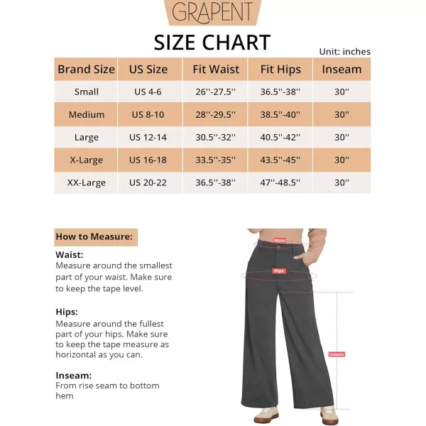 GRAPENT Corduroy Wide Leg Pants Woman High Waisted Fall Business Casual Elastic Waist Loose Trendy Trousers with PocketsDark Gray